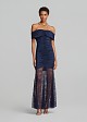 Maxi off-shoulder dress with ruching and lace