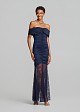 Maxi off-shoulder dress with ruching and lace