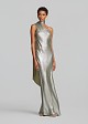 Maxi metallic one-shoulder dress