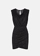 Lace mini dress in sequins and bold shoulders