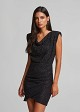 Lace mini dress in sequins and bold shoulders