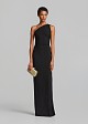 Maxi lurex one-shoulder dress