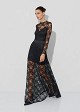 Maxi, flared, long-sleeved lace dress