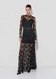 Maxi, flared, long-sleeved lace dress