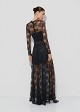 Maxi, flared, long-sleeved lace dress
