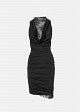 Mini dress in satin look and high-neck lace layer