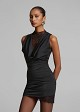Mini dress in satin look and high-neck lace layer