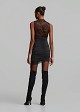 Mini dress in satin look and high-neck lace layer