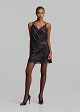 Metallic-effect mini dress in lace detail