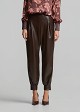 High-waisted faux-leather harem trousers