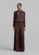 Printed trousers in satin-look finish