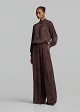 Printed trousers in satin-look finish