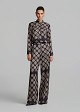 Printed satin-finish trousers
