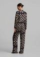 Printed satin-finish trousers