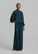 Printed jacquard trousers in satin look