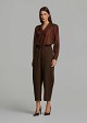 Textured, dotted-pattern barrel trousers
