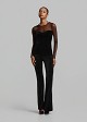 Velvet-look flared trousers