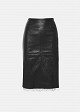 Faux-leather midi pencil skirt with lace