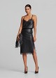 Faux-leather midi pencil skirt with lace