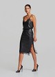 Faux-leather midi pencil skirt with lace