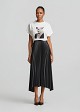 Pleated midi skirt in leather look