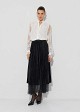 Velvet-look and lace double-sided maxi skirt