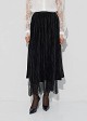 Velvet-look and lace double-sided maxi skirt