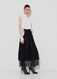 Velvet-look and lace double-sided maxi skirt