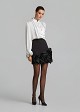 Mini skirt with satin-effect floral appliqué