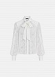 Sequin lace shirt with a tie-neck
