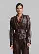 Jacket in leather look with belt