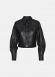 Cropped faux-leather jacket