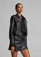 Cropped faux-leather jacket