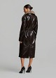 Long vinyl-look coat with a faux fur collar