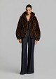 Short leopard-print faux fur jacket with a hood