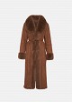 Long reversible sheepskin coat with faux fur