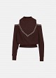 Off-the-shoulder sweater with decorative crystals