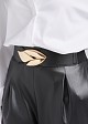 Wide belt with metal buckle in a leaf design