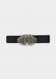 Elastic belt with sequin and rhinestone buckle