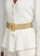 Gold-tone metal chain belt with buckle