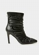 Pointed-toe ruched ankle boots