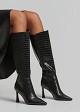 Crocodile effect leather look boots