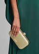 Metallic clutch bag with a rhinestone clasp