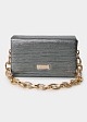 Metallic clutch box bag with chain