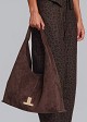 Oversized shoulder bag with a suede-effect finish
