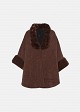 Suede-look cape with faux fur details