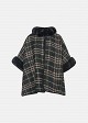 Checked cape with faux fur details