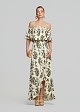 Printed off-shoulder top with ruffle sleeves