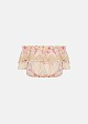 Off-shoulder printed top with ruffles in linen look