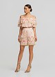 Off-shoulder printed top with ruffles in linen look